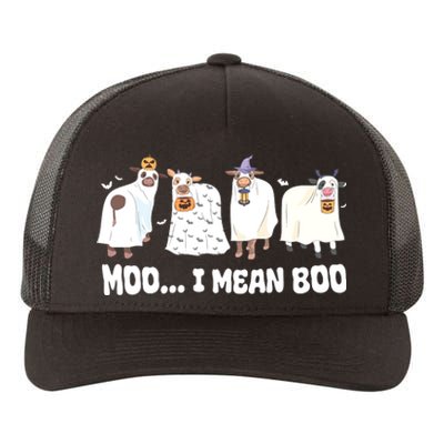 Ghost Cows Moo I Mean Boo Spooky Cow Halloween Yupoong Adult 5-Panel Trucker Hat