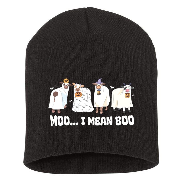 Ghost Cows Moo I Mean Boo Spooky Cow Halloween Short Acrylic Beanie