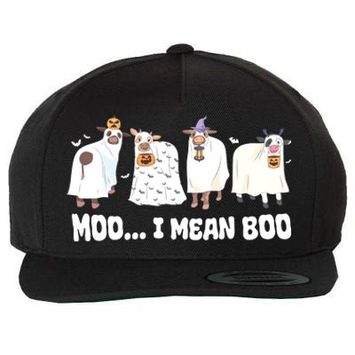 Ghost Cows Moo I Mean Boo Spooky Cow Halloween Wool Snapback Cap