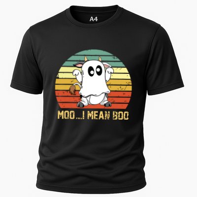 Ghost Cow Moo I Mean Boo Halloween Funny Cow Lover Performance Shirt