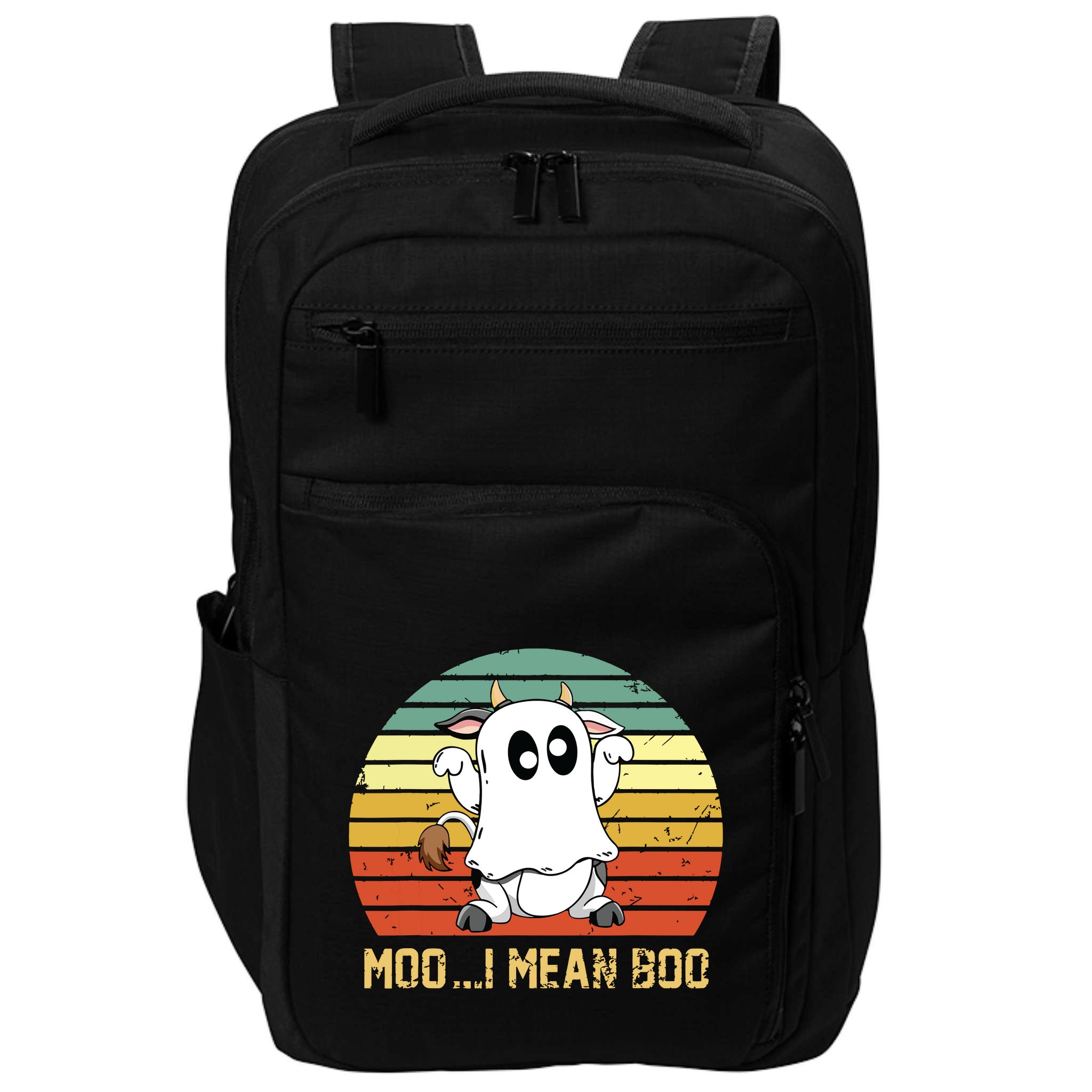 Ghost Cow Moo I Mean Boo Halloween Funny Cow Lover Impact Tech Backpack