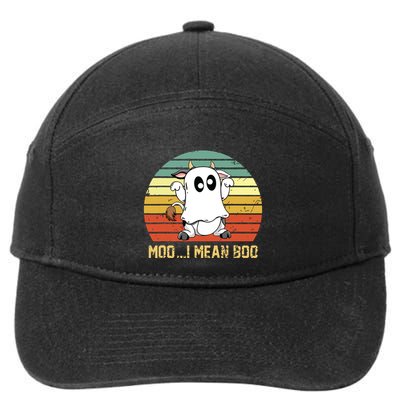 Ghost Cow Moo I Mean Boo Halloween Funny Cow Lover 7-Panel Snapback Hat