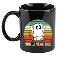 Ghost Cow Moo I Mean Boo Halloween Funny Cow Lover 11oz C Handle Ceramic Mug