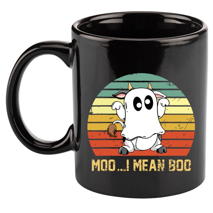 Ghost Cow Moo I Mean Boo Halloween Funny Cow Lover 11oz C Handle Ceramic Mug