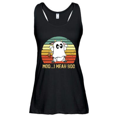 Ghost Cow Moo I Mean Boo Halloween Funny Cow Lover Ladies Essential Flowy Tank