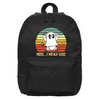 Ghost Cow Moo I Mean Boo Halloween Funny Cow Lover 16 in Basic Backpack