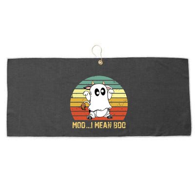 Ghost Cow Moo I Mean Boo Halloween Funny Cow Lover Large Microfiber Waffle Golf Towel