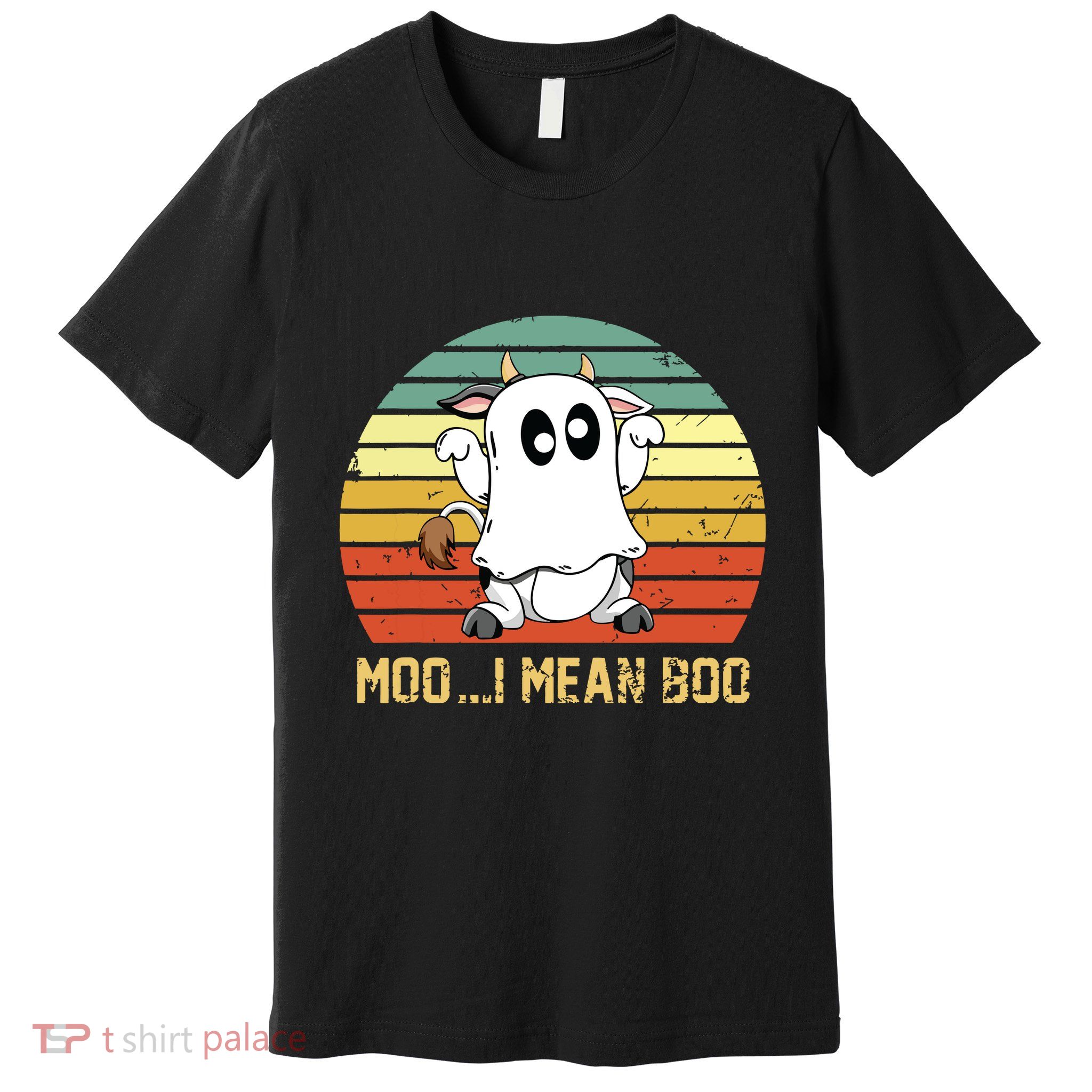 Ghost Cow Moo I Mean Boo Halloween Funny Cow Lover Premium T-Shirt