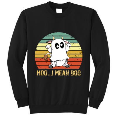 Ghost Cow Moo I Mean Boo Halloween Funny Cow Lover Tall Sweatshirt