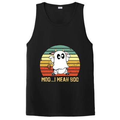 Ghost Cow Moo I Mean Boo Halloween Funny Cow Lover PosiCharge Competitor Tank