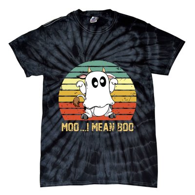 Ghost Cow Moo I Mean Boo Halloween Funny Cow Lover Tie-Dye T-Shirt