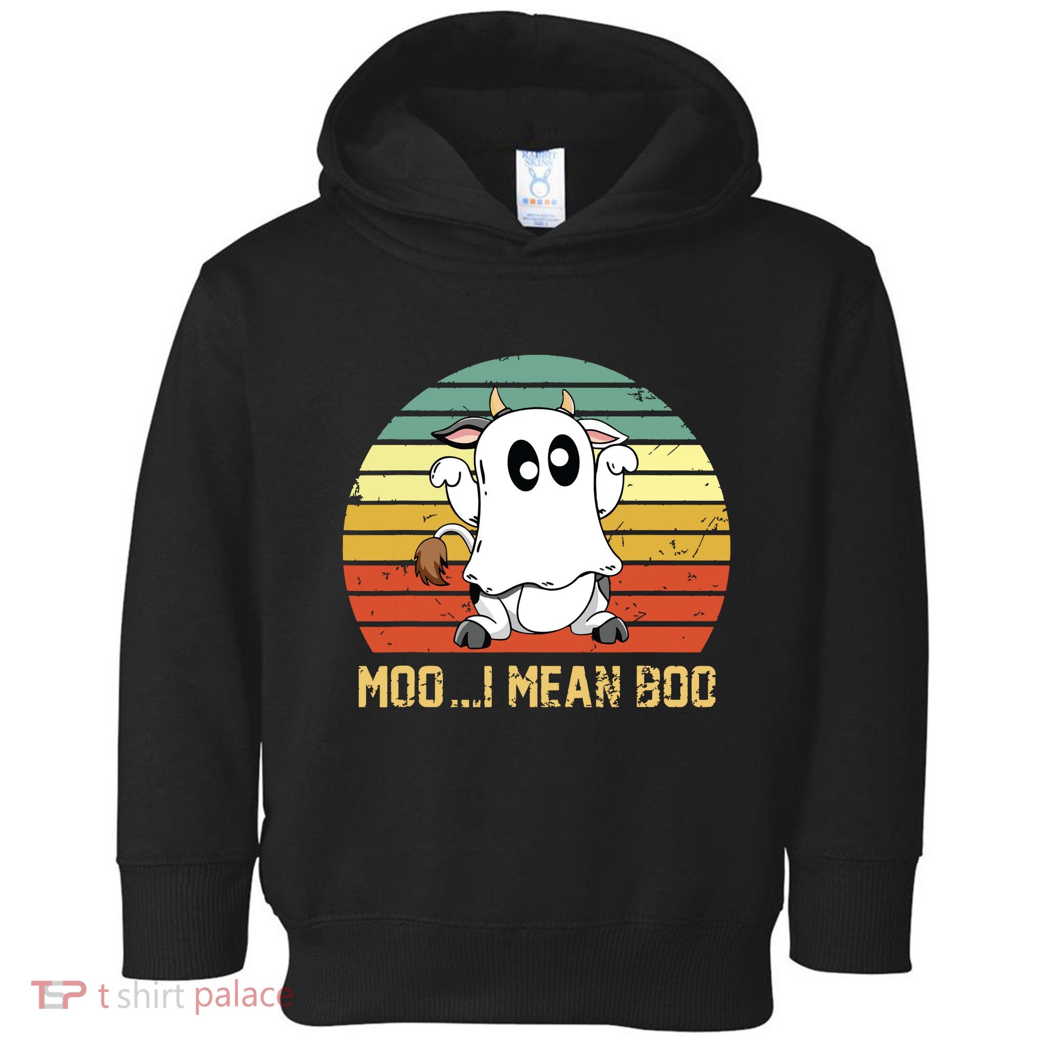 Ghost Cow Moo I Mean Boo Halloween Funny Cow Lover Toddler Hoodie