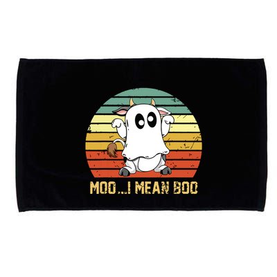 Ghost Cow Moo I Mean Boo Halloween Funny Cow Lover Microfiber Hand Towel