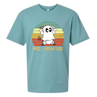 Ghost Cow Moo I Mean Boo Halloween Funny Cow Lover Sueded Cloud Jersey T-Shirt