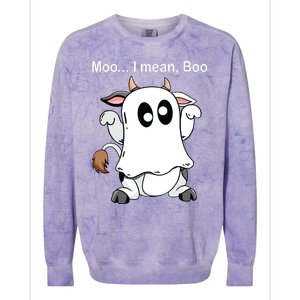 Ghost Cow Moo I Mean Boo Halloween Outfit Funny Cow Lover Colorblast Crewneck Sweatshirt