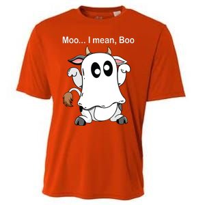 Ghost Cow Moo I Mean Boo Halloween Outfit Funny Cow Lover Cooling Performance Crew T-Shirt