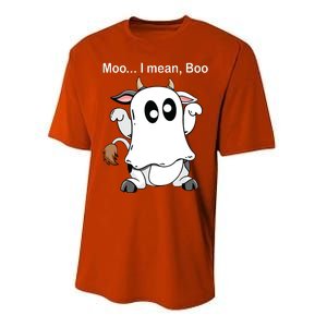 Ghost Cow Moo I Mean Boo Halloween Outfit Funny Cow Lover Performance Sprint T-Shirt