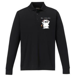 Ghost Cow Moo I Mean Boo Halloween Outfit Funny Cow Lover Performance Long Sleeve Polo