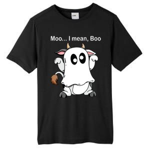 Ghost Cow Moo I Mean Boo Halloween Outfit Funny Cow Lover Tall Fusion ChromaSoft Performance T-Shirt