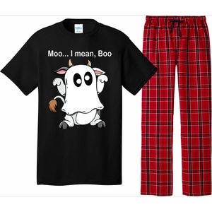 Ghost Cow Moo I Mean Boo Halloween Outfit Funny Cow Lover Pajama Set