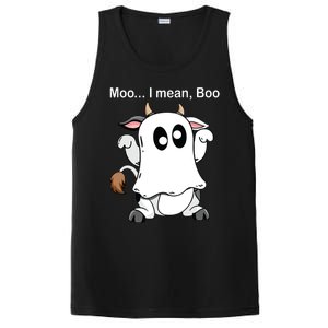 Ghost Cow Moo I Mean Boo Halloween Outfit Funny Cow Lover PosiCharge Competitor Tank