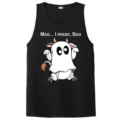 Ghost Cow Moo I Mean Boo Halloween Outfit Funny Cow Lover PosiCharge Competitor Tank