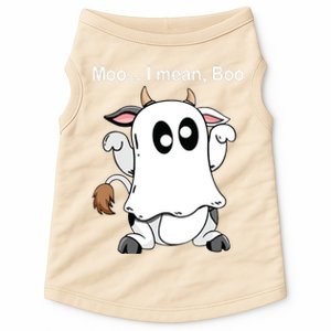 Ghost Cow Moo I Mean Boo Halloween Outfit Funny Cow Lover Doggie Tank