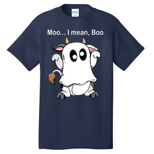 Ghost Cow Moo I Mean Boo Halloween Outfit Funny Cow Lover Tall T-Shirt