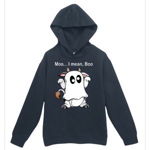 Ghost Cow Moo I Mean Boo Halloween Outfit Funny Cow Lover Urban Pullover Hoodie