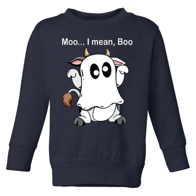 Ghost Cow Moo I Mean Boo Halloween Outfit Funny Cow Lover Toddler Sweatshirt