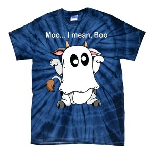 Ghost Cow Moo I Mean Boo Halloween Outfit Funny Cow Lover Tie-Dye T-Shirt