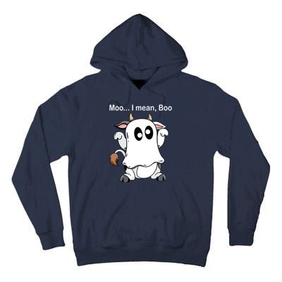 Ghost Cow Moo I Mean Boo Halloween Outfit Funny Cow Lover Tall Hoodie