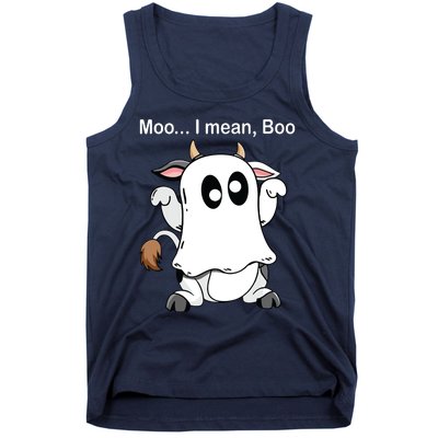 Ghost Cow Moo I Mean Boo Halloween Outfit Funny Cow Lover Tank Top