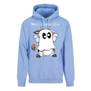 Ghost Cow Moo I Mean Boo Halloween Outfit Funny Cow Lover Unisex Surf Hoodie