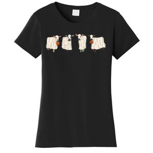 Ghost Cow Moo I Mean Boo Trick Or Treat Halloween Party Sweat Women's T-Shirt