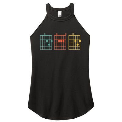 Guitar Chord Musical Note Dad Written Retro Vintage Father Women's Perfect Tri Rocker Tank