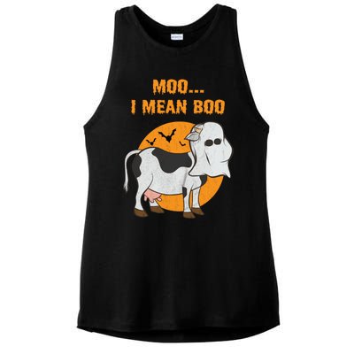 Ghost Cow Moo I Mean Boo Gift Ladies PosiCharge Tri-Blend Wicking Tank