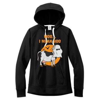 Ghost Cow Moo I Mean Boo Gift Women's Fleece Hoodie