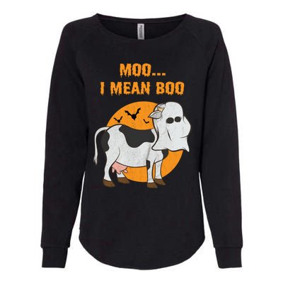 Ghost Cow Moo I Mean Boo Gift Womens California Wash Sweatshirt