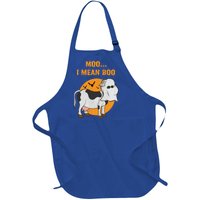 Ghost Cow Moo I Mean Boo Gift Full-Length Apron With Pockets