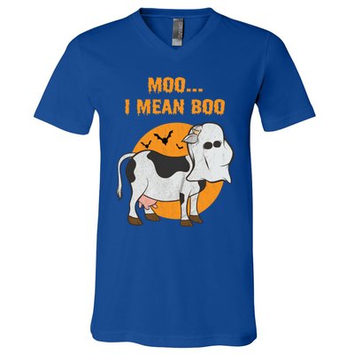 Ghost Cow Moo I Mean Boo Gift V-Neck T-Shirt