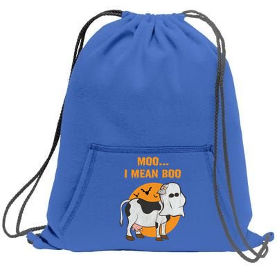 Ghost Cow Moo I Mean Boo Gift Sweatshirt Cinch Pack Bag