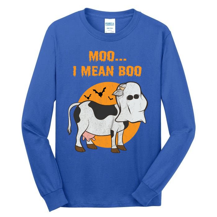 Ghost Cow Moo I Mean Boo Gift Tall Long Sleeve T-Shirt