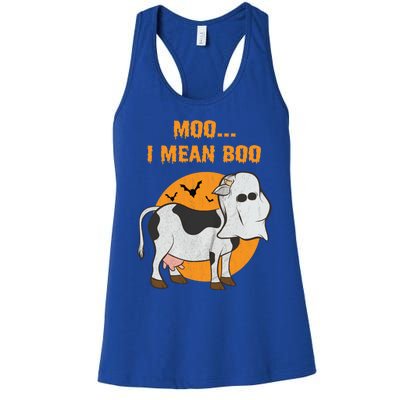 Ghost Cow Moo I Mean Boo Gift Women's Racerback Tank