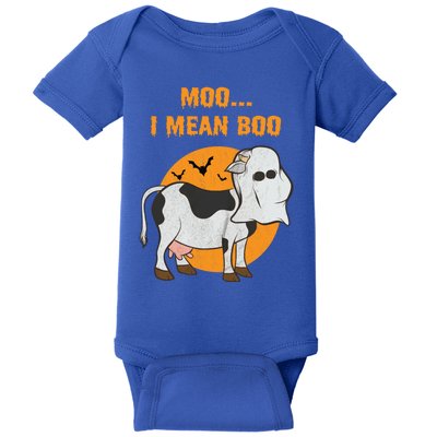 Ghost Cow Moo I Mean Boo Gift Baby Bodysuit