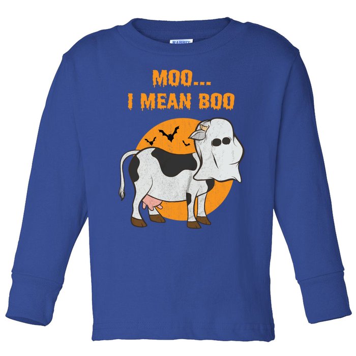 Ghost Cow Moo I Mean Boo Gift Toddler Long Sleeve Shirt