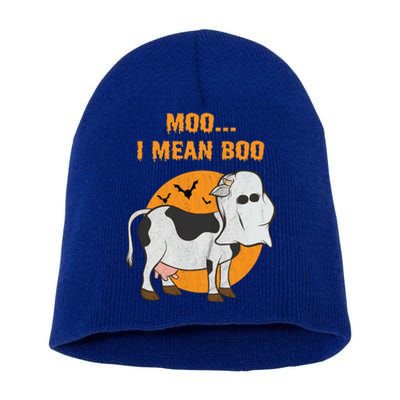 Ghost Cow Moo I Mean Boo Gift Short Acrylic Beanie