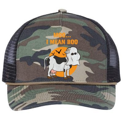 Ghost Cow Moo I Mean Boo Gift Retro Rope Trucker Hat Cap