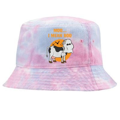 Ghost Cow Moo I Mean Boo Gift Tie-Dyed Bucket Hat