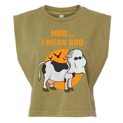 Ghost Cow Moo I Mean Boo Gift Garment-Dyed Women's Muscle Tee